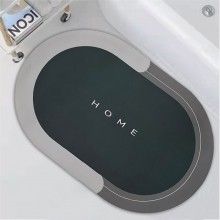 Covor de Baie Antiderapant SIKS, Model „Home”,Oval, 57 x 38 cm, Verde / Gri