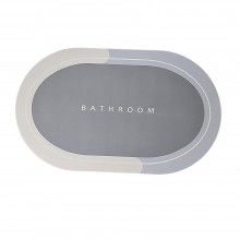 Covor de Baie Antiderapant SIKS, Model „Bathroom”,Oval, 78 x 48 cm, Albastru Deschis/Gri
