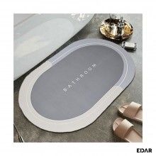 Set 2 x Covor de Baie Antiderapant EDAR, Model „Bathroom”, Oval, 80 x 47.5 cm, Gri Deschis