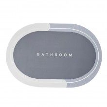 Covor de Baie Antiderapant, Model „ Bathroom ”, Oval, 57.5 x 40 cm, Gri
