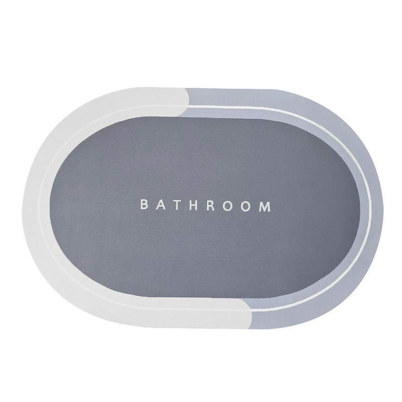 Covor de Baie Antiderapant, Model „ Bathroom ”, Oval, 57.5 x 40 cm, Gri