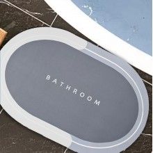 Covor de Baie Antiderapant, Model „ Bathroom ”, Oval, 57.5 x 40 cm, Gri