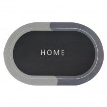 Covor de Baie Antiderapant SIKS, Model „Bathroom”, Oval, 57.5 x 40 cm, Negru/Gri