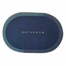 Covor de Baie Antiderapant SIKS, Model „Bathroom”, Oval, 57.5 x 40 cm, Bleumarin/Albastru
