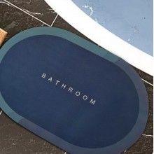 Covor de Baie Antiderapant SIKS, Model „Bathroom”, Oval, 57.5 x 40 cm, Bleumarin/Albastru