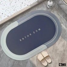 Covor de Baie Antiderapant SIKS, Model „Bathroom”,Oval, 86 x 57 cm, Albastru