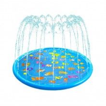 Saltea Gonflabila SIKS Pentru Copii cu Fantana Arteziana, Ideala pentru Joaca, Cu Animale, Albastru, 145x143 cm