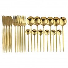 Set Tacamuri Bucatarie SIKS, 24 Piese, 6 Persoane, Maner Auriu