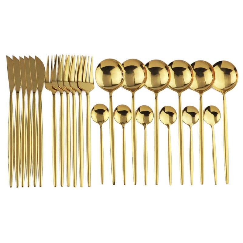 Set Tacamuri Bucatarie SIKS, 24 Piese, 6 Persoane, Maner Auriu Set Tacamuri Bucatarie SIKS, 24 Piese, 6 Persoane, Maner Auriu