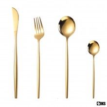 Set Tacamuri Bucatarie SIKS, 24 Piese, 6 Persoane, Maner Auriu