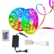 Kit Banda LED 2835 SIKS, Role Albe, Bluetooth, Control Din Telefon, Telecomanda Mica, 10 metri (2X5M), Grad Protectie IP65, S...