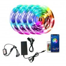 Kit Banda LED 2835 SIKS, Role Albe, Bluetooth, Control Din Telefon, Telecomanda Mica, 20 metri (4 x 5m), Grad Protectie IP65,...