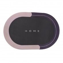 Covor De Baie EDAR, Cu Mesaj "Home", Absorbant, Antiderapant, Material Moale, Curatoare Usoara, 57 x 38 cm, Negru / Roz