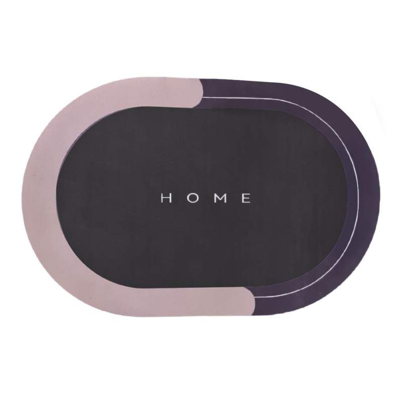 Covor De Baie EDAR, Cu Mesaj "Home", Absorbant, Antiderapant, Material Moale, Curatoare Usoara, 57 x 38 cm, Negru / Roz