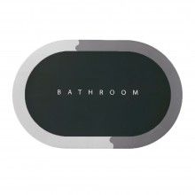 Covor de Baie Antiderapant SIKS, Model „Bathroom”,Oval, 57.5 x 40 cm, Verde / Gri