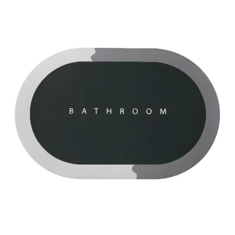 Covor De Baie EDAR, Cu Mesaj "Bathroom", Absorbant, Antiderapant, Material Moale, Curatoare Usoara, 57 x 38 cm, Verde / Gri Covor De Baie EDAR, Cu Mesaj "Bathroom", Absorbant, Antiderapant, Material Moale, Curatoare Usoara, 57 x 38 cm, Verde / Gri