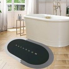 Covor De Baie EDAR, Cu Mesaj "Bathroom", Absorbant, Antiderapant, Material Moale, Curatoare Usoara, 57 x 38 cm, Verde / Gri Covor De Baie EDAR, Cu Mesaj "Bathroom", Absorbant, Antiderapant, Material Moale, Curatoare Usoara, 57 x 38 cm, Verde / Gri