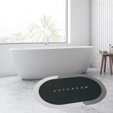 Covor De Baie EDAR, Cu Mesaj "Bathroom", Absorbant, Antiderapant, Material Moale, Curatoare Usoara, 57 x 38 cm, Verde / Gri Covor De Baie EDAR, Cu Mesaj "Bathroom", Absorbant, Antiderapant, Material Moale, Curatoare Usoara, 57 x 38 cm, Verde / Gri