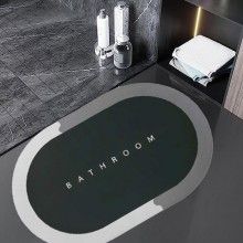 Covor De Baie EDAR, Cu Mesaj "Bathroom", Absorbant, Antiderapant, Material Moale, Curatoare Usoara, 57 x 38 cm, Verde / Gri Covor De Baie EDAR, Cu Mesaj "Bathroom", Absorbant, Antiderapant, Material Moale, Curatoare Usoara, 57 x 38 cm, Verde / Gri