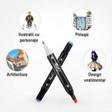 Set 80 De Carioci Multicolor SIKS Cu 2 Capete, Marker Cu Cap Dublu, Cerneala Pe Baza De Alcool, Geanta Neagra Si Suport Din P... Set 80 De Carioci Multicolor SIKS Cu 2 Capete, Marker Cu Cap Dublu, Cerneala Pe Baza De Alcool, Geanta Neagra Si Suport Din P...