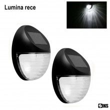 Set 2 Lampi Solare De Exterior SIKS, LED, Lumina Alb Rece, Acumulator 600 Mah, 11x11x4 cm, Alb