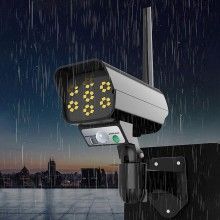 Camera Falsa SIKS Cu Panou Solar, Telecomanda Si Senzor De Miscare, 3 Moduri De Iluminare, Negru
