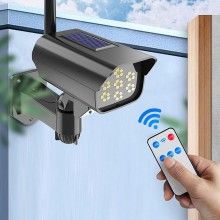 Camera Falsa SIKS Cu Panou Solar, Telecomanda Si Senzor De Miscare, 3 Moduri De Iluminare, Negru