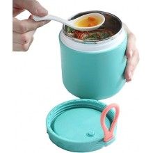 Caselora EDAR, Termoizolanta, Otel Inoxidabil, Pastreaza Mancarea Calda, Functie De Mini Termos, 430 Ml, Turcoaz