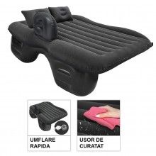 Saltea Auto Gonflabila SIKS Pentru Bancheta, 2 Perne Incluse Si Pompa, Negru Saltea Auto Gonflabila SIKS Pentru Bancheta, 2 Perne Incluse Si Pompa, Negru