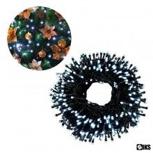 Instalatie De Craciun Liniara SIKS, 20 M, 300 LED-uri, Cu 8 jocuri de lumini, Pentru Exterior/Interior, Fir Negru, Alb Rece