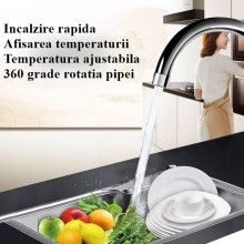 Robinet electric instant EDAR, Montare pe Chiuveta, Incalzire Rapida a Apei, Afisaj LCD al Temperaturii, Rotatie 360 Grade, Alb Robinet electric instant EDAR, Montare pe Chiuveta, Incalzire Rapida a Apei, Afisaj LCD al Temperaturii, Rotatie 360 Grade, Alb