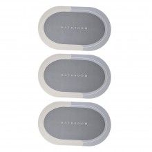 Set 3 x Covor De Baie EDAR, Cu Mesaj "Bathroom", Absorbant, Antiderapant, Material Moale, Curatoare Usoara, 80 x 47.5 cm, Alb...