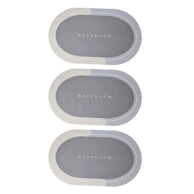 Set 3 x Covor De Baie EDAR, Cu Mesaj "Bathroom", Absorbant, Antiderapant, Material Moale, Curatoare Usoara, 80 x 47.5 cm, Alb...
