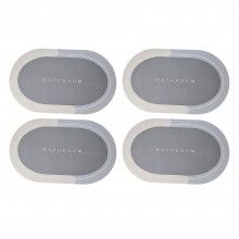 Covor De Baie EDAR, Cu Mesaj "Bathroom", Absorbant, Antiderapant, Material Moale, Curatoare Usoara, 78 x 48 cm, Albastru Desc...