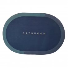 Covor De Baie EDAR, Cu Mesaj "Bathroom", Absorbant, Antiderapant, Material Moale, Curatoare Usoara, 57.5 x 40 cm, Bleumarin/A...
