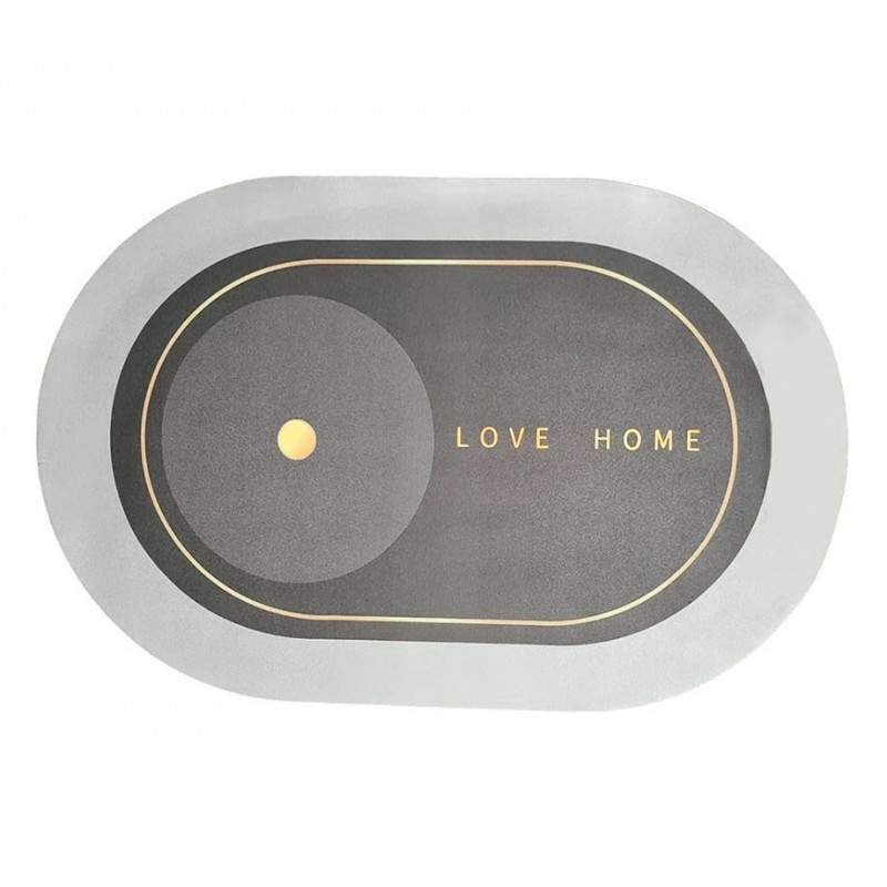 Covor de Baie Antiderapant SIKS, Model „Love Home”, Oval, 57 x 39 cm, Gri Covor de Baie Antiderapant SIKS, Model „Love Home”, Oval, 57 x 39 cm, Gri