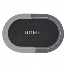 Covor De Baie EDAR, Cu Mesaj "Home", Absorbant, Antiderapant, Material Moale, Curatoare Usoara, 57.5 x 40 cm Negru/Gri