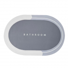 Covor De Baie EDAR, Cu Mesaj "Bathroom", Absorbant, Antiderapant, Material Moale, Curatoare Usoara, 57.5 x 40 cm, Gri