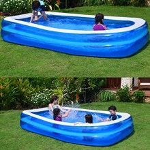Piscina Gonflabila Dreptunghiulara SIKS Pentru Exterior, 200x150x50 Cm, Albastru/Alb Piscina Gonflabila Dreptunghiulara SIKS Pentru Exterior, 200x150x50 Cm, Albastru/Alb