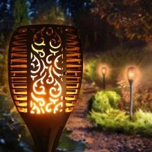 Torta Solara LED EDAR, Tip Lampa Solara, Cu Efect De Flacara, Incarcare Solara, Pentru Gradin Si Curte, 58 x 25 x 12.8 cm