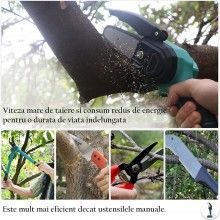 Mini Fierastrau SIKS Cu Lant Electric Portabil / Drujba 6 Inch, 24V, 1 Baterie, 2 Lanturi, 2000mAh, Verde Mini Fierastrau SIKS Cu Lant Electric Portabil / Drujba 6 Inch, 24V, 1 Baterie, 2 Lanturi, 2000mAh, Verde