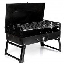 Gratar Portabil SIKS, Pliabil, BBQ Tip Diplomat, Accesorii Gratar Incluse, Negru