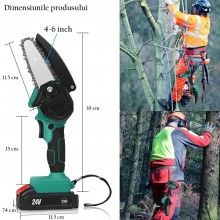 Mini Fierastrau SIKS Cu Lant Electric Portabil / Drujba 6 Inch, 24V, 1 Baterie, 2 Lanturi, 2000mAh, Verde Mini Fierastrau SIKS Cu Lant Electric Portabil / Drujba 6 Inch, 24V, 1 Baterie, 2 Lanturi, 2000mAh, Verde