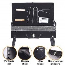 Gratar De Gradina Pentru Carbuni SIKS, Din Metal, Portabil, Ustensile Incluse, Picioare Pliabile, 44 X 27 X 22 Cm, Negru Gratar De Gradina Pentru Carbuni SIKS, Din Metal, Portabil, Ustensile Incluse, Picioare Pliabile, 44 X 27 X 22 Cm, Negru