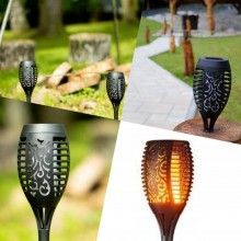 Lampa Solara SIKS Pentru Gradina, Torta Cu Efect De Flacara, 41 cm, Negru