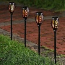 Lampa Solara SIKS Pentru Gradina, Torta Cu Efect De Flacara, 41 cm, Negru