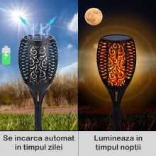Lampa Solara Pentru Gradina SIKS, Torta Cu Efect De Flacara, 47 cm, Negru