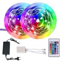 Kit Banda LED Smart EDAR RGB cu Control Din Aplicatie sau Telecomanda, LED SMD 2835, IP65, Conexiune Bluetooth, Lungime 10 me...