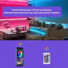 Kit Banda LED Smart EDAR RGB cu Control Din Aplicatie sau Telecomanda, LED SMD 2835, IP65, Conexiune Bluetooth, Lungime 10 me... Kit Banda LED Smart EDAR RGB cu Control Din Aplicatie sau Telecomanda, LED SMD 2835, IP65, Conexiune Bluetooth, Lungime 10 me...