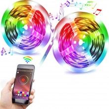 Kit Banda LED Smart EDAR RGB cu Control Din Telecomanda sau Aplicatie, Conexiune Bluetooth, LED SMD 2835, IP65, Lungime 20 me...